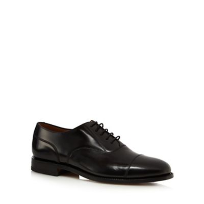 Loake Big and tall wide fit black capped toe oxford shoes